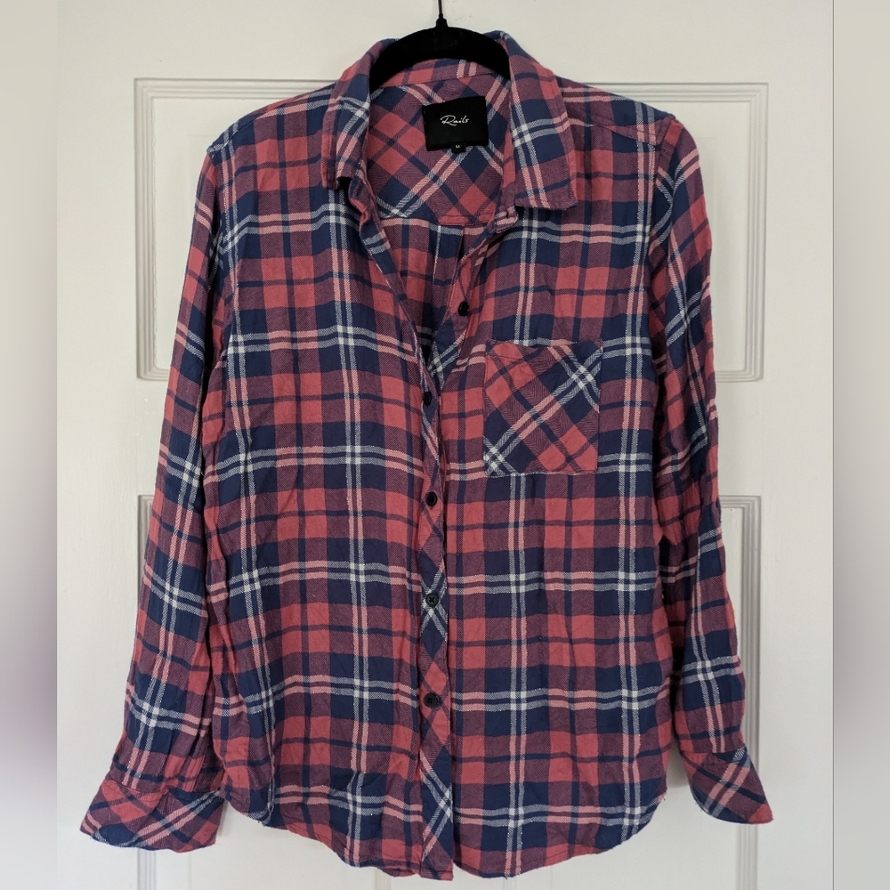 Rails Super Soft Women's Plaid Button Down Top Size M